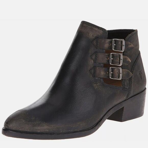 Frye | Ankle Boots Leather 7.5 Black Ray Belted - Picture 1 of 4